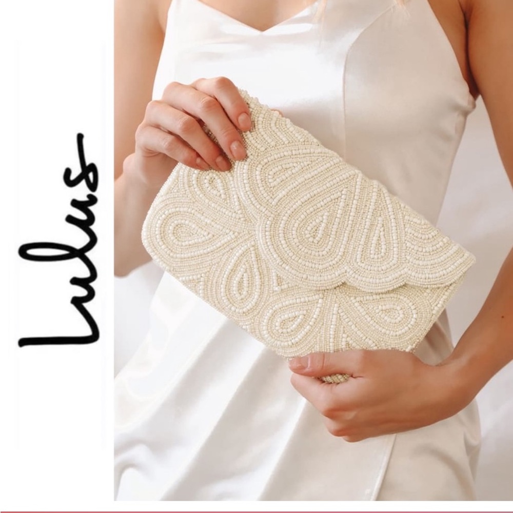 Lulu’s Stunning Addition White Beaded Clutch